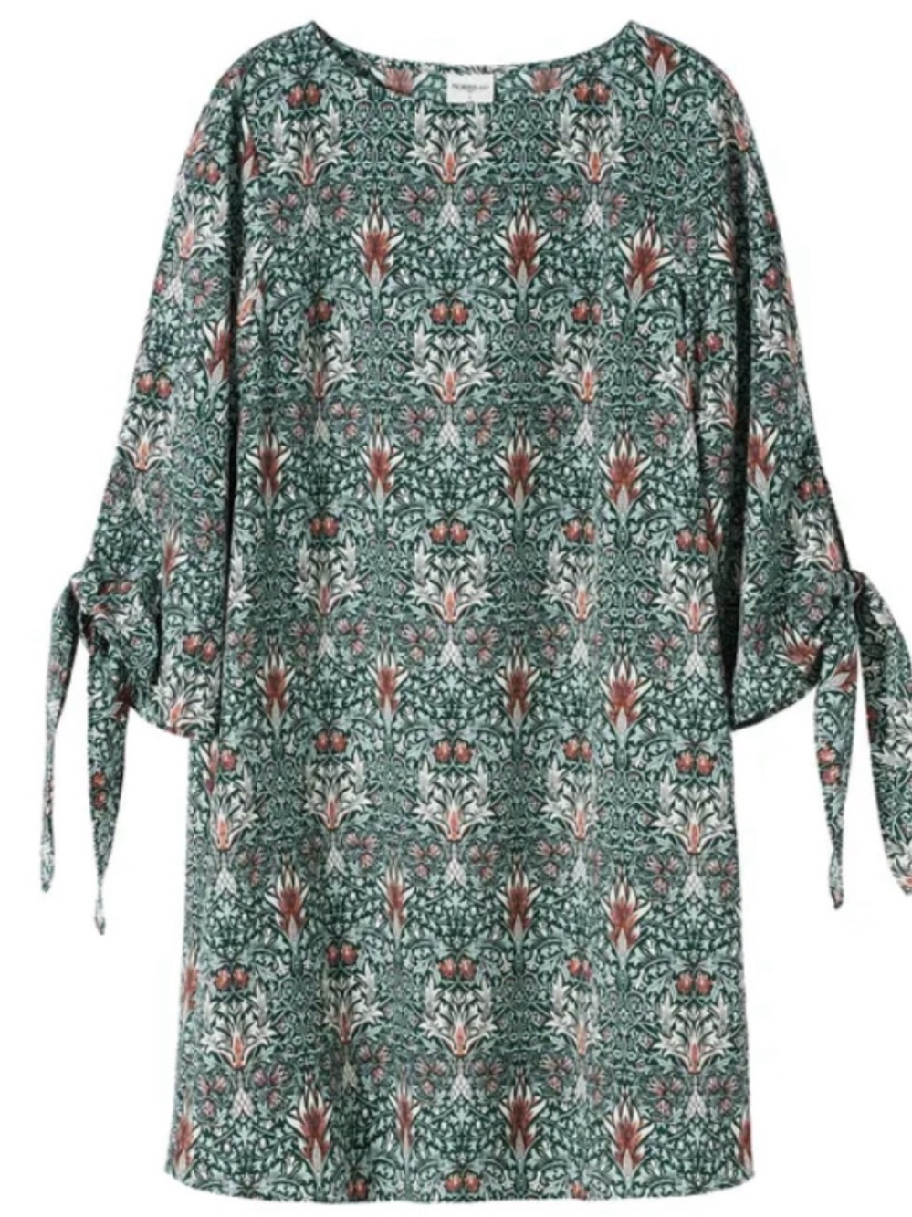 H&M x Morris & Co. Green Tie Sleeve Shift Dress